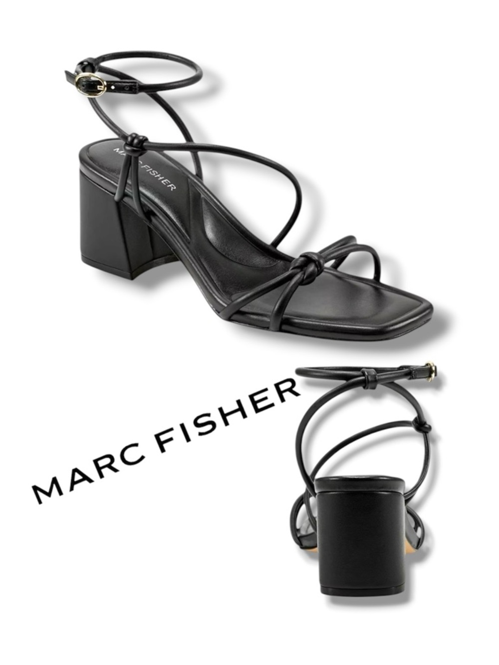 Marc Fisher Womens Shoe Gurion Knotted Strappy Block Heel Sandals Size 7.5